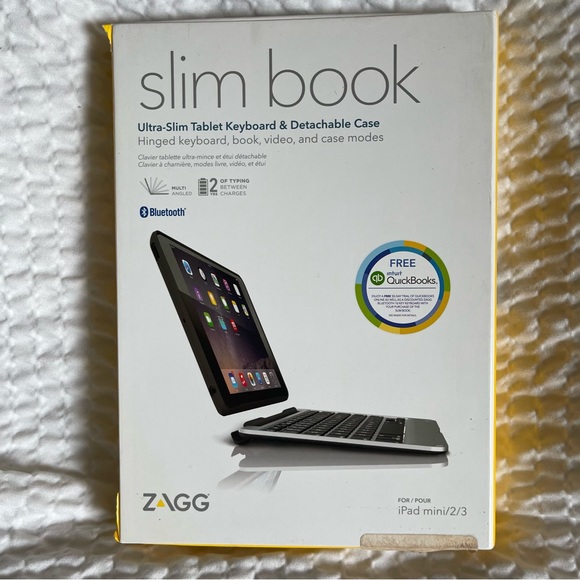ZAGG Slim Book iPad Air 2 Bluetooth Keyboard Backlit Keys Detachable Case NEW - Picture 2 of 8
